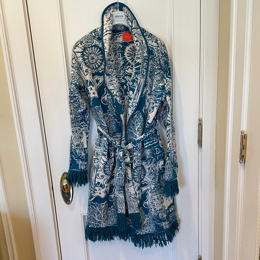 La Double J Boudoir Jacquard Fringe-Trim Jacket/Sweater SZ XS - Picture 2 of 8